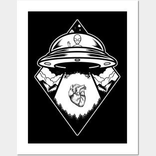 Abduction Heart Alien Ufo Posters and Art